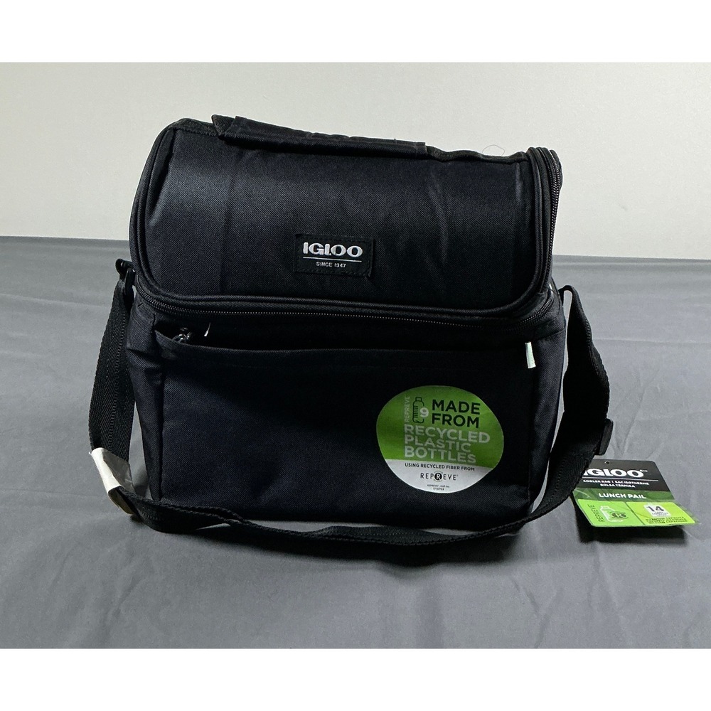 Igloo Repreve 14 Can Lunch Pail Cooler Bag Black Recycled Fabric 4902185